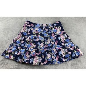 LOFT Petites Floral Tiered Mini Skirt Blue Pink Women's Size 10P